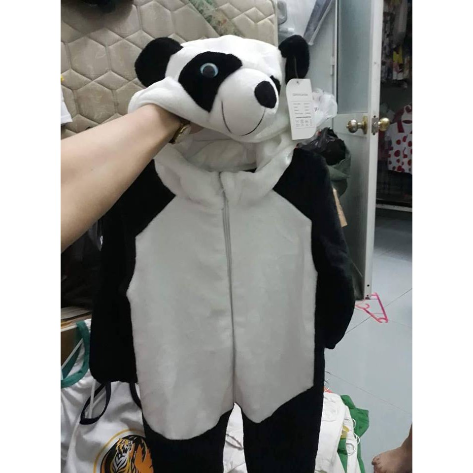 Bộ body hình gấu trúc Chất liệu lông nhung cho bé 0-24 tháng tuổi