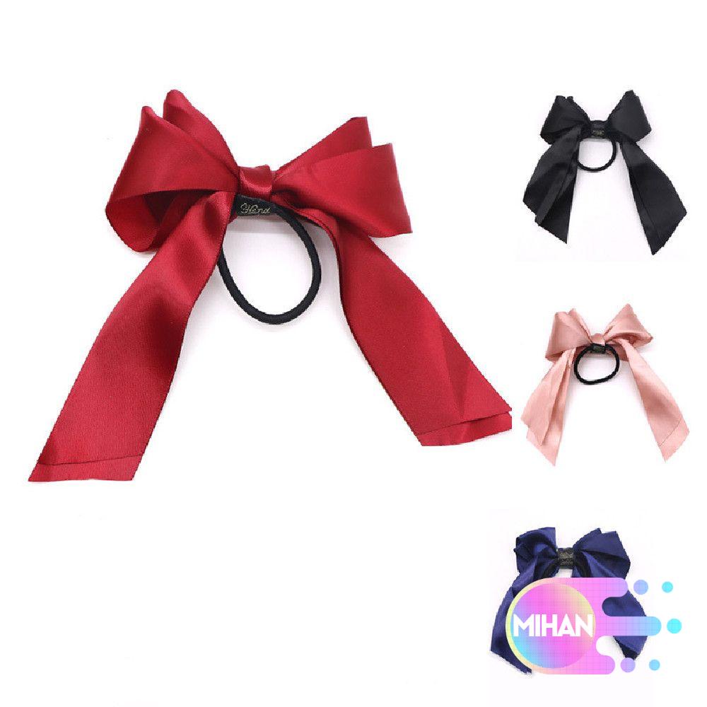 Dây cột tóc phối ruy băng 2 lớp cột nơ kiểu Hàn ngọt ngào