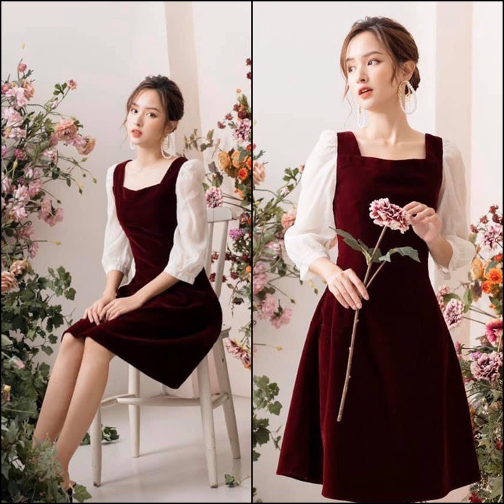 Đầm Xòe Nhung Cổ Vuông Misa Fashion Nữ Tính, Giá Rẻ - MS381