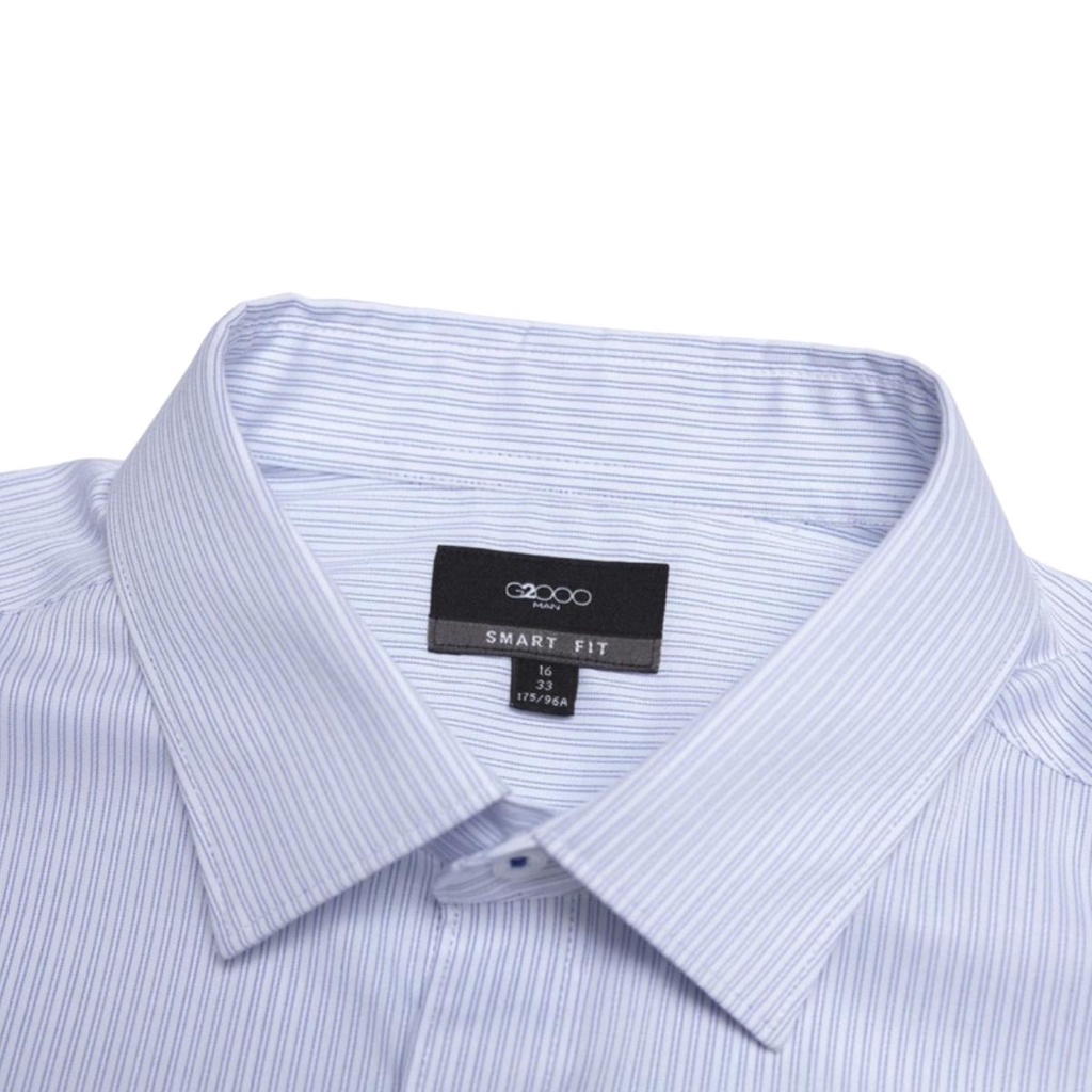 Áo Sơ Mi Nam Smart Fit G2000  Tay Dài Màu Xanh Kẻ Sọc
