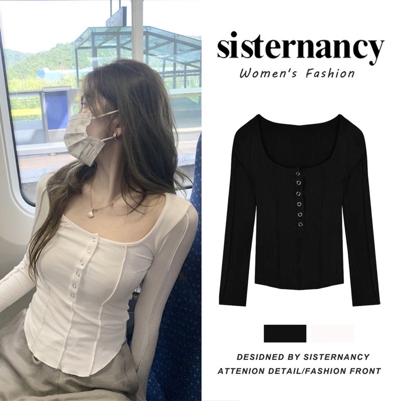 Áo len tăm cổ tròn 6 khuy bấm