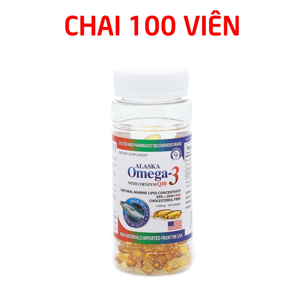 Viên dầu cá Alaska Omega 3 bổ não, sáng mắt, khỏe tim mạch - 100 viên [Alaska Omega-3 Trắng]