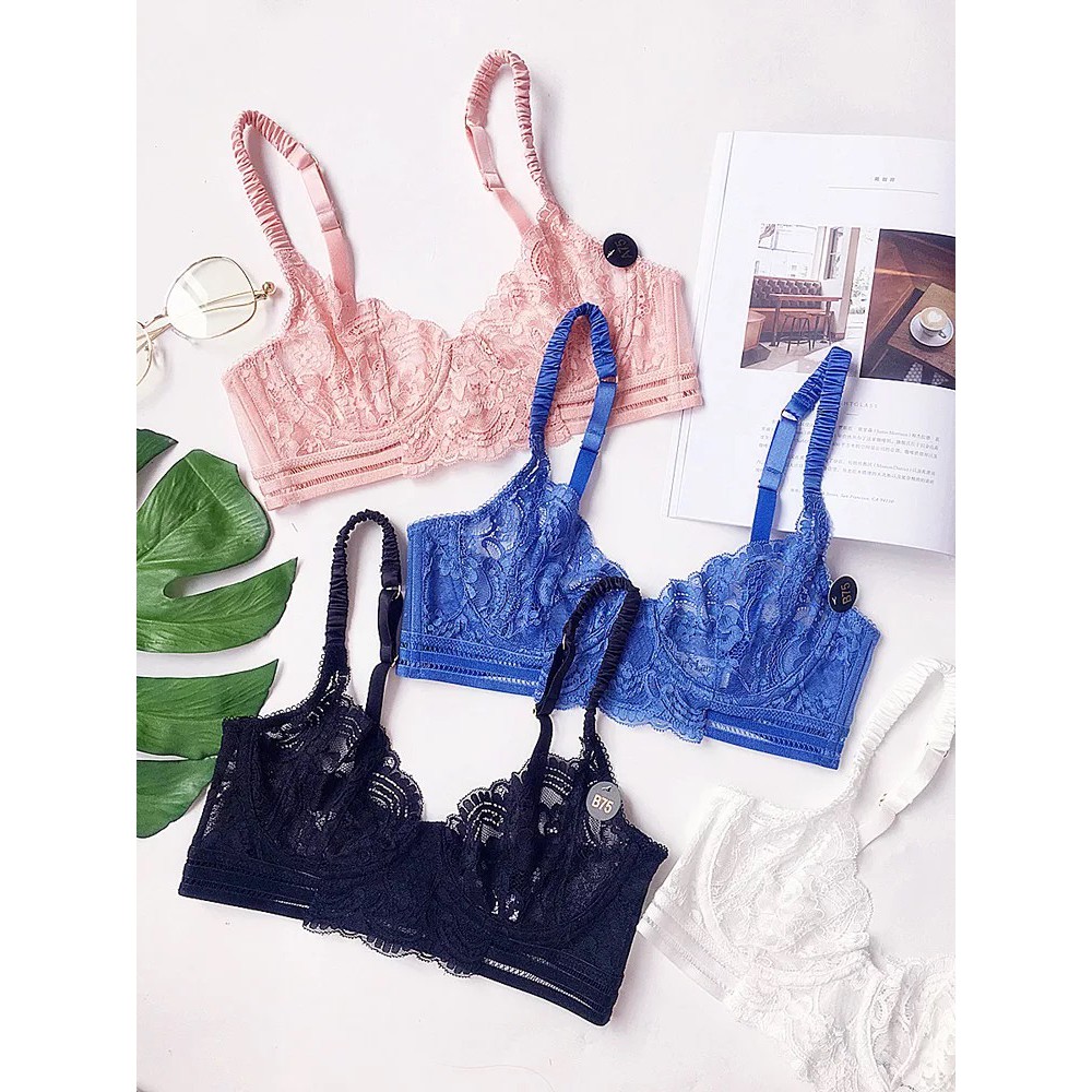 Bộ đồ lót B027 PD khuy vàng ren mút mỏng có gọng | BigBuy360 - bigbuy360.vn