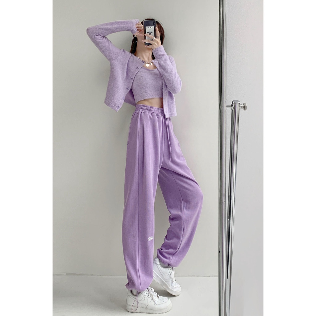 Quần Jogger Dây Rút In Chữ Phong Cách Hip Hop Cho Nữ