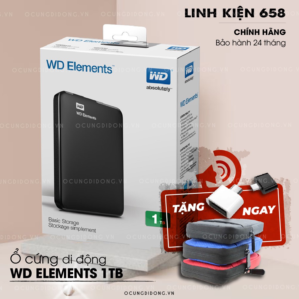 Ổ cứng di động 500GB Western WD Elements tặng túi chống sốc bh 24 tháng 1 đổi 1 | WebRaoVat - webraovat.net.vn