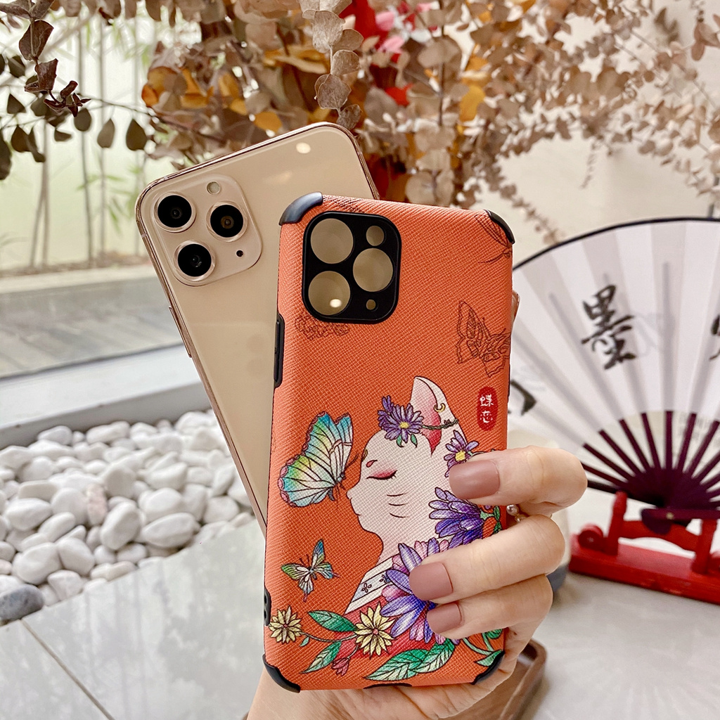 Lambskin soft case phone FOR OPPO RENO4 F11 A9 A5 A31 2020 A3S A5S  A52 A92 RENO 2 Z 2F 3 4 4SE PRO  Carp Butterfly with Tassel Lanyard for IPHONE Case of siliconse Cover