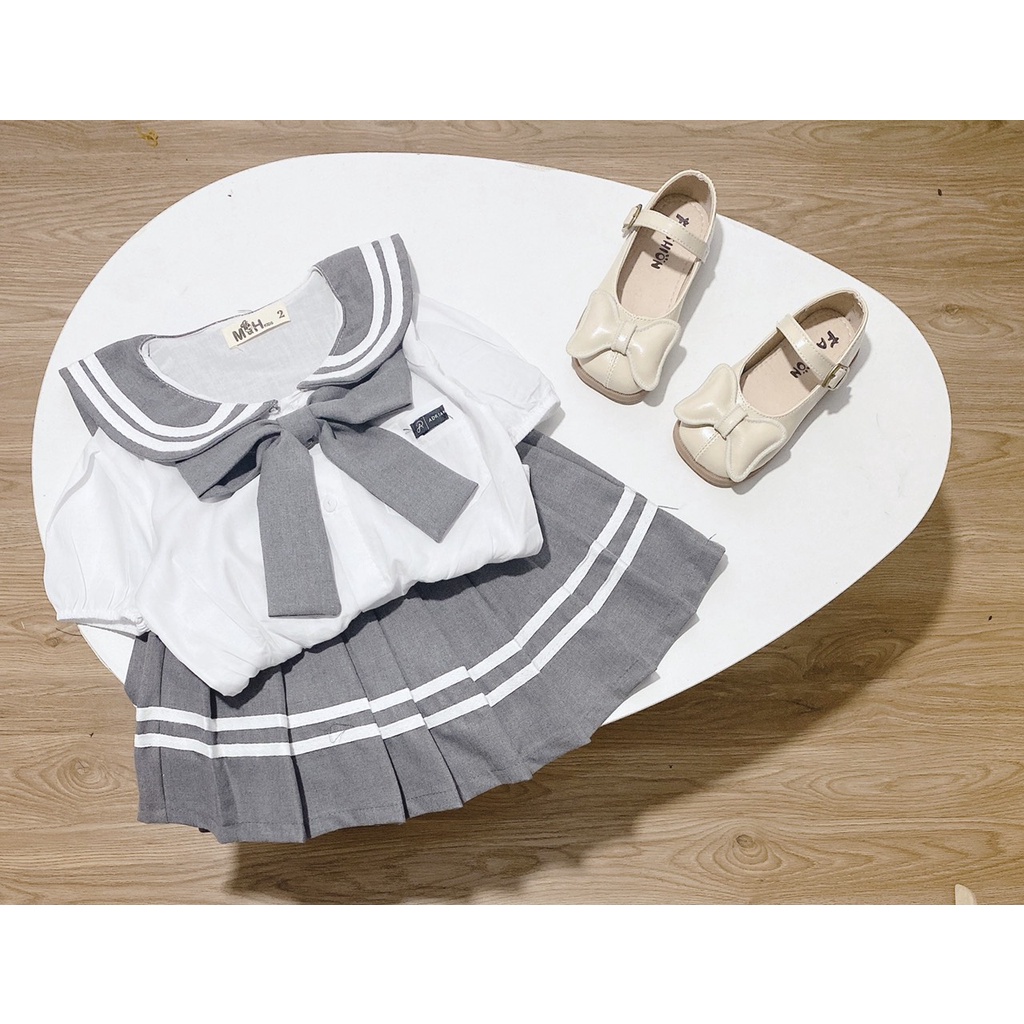 SET53 - Váy bé gái, Set đồng phục nữ sinh kiểu Hàn Quốc cho bé từ 12-25kg, Richkid123