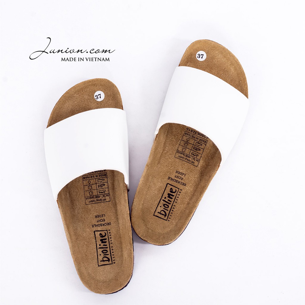 [DA PU-CHỐNG NƯỚC] PU05- Dép sandal quai ngang đơn Unisex da PU, đế trấu Bioline Birken - Xuất khẩu châu Âu - Juni Store