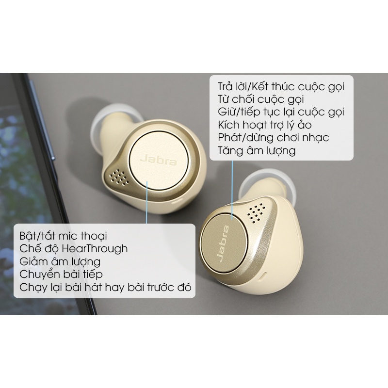 Tai nghe bluetooth Jabra Elite 75T Bluetooth 5.0, Tích Hợp 4 Micro, Siêu Bass, Chống Bụi, Chống Nước IP57 BH toàn quốc