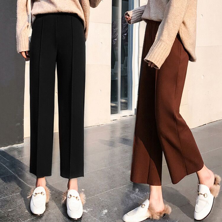 NRVP Quần Len Dài Ống Rộng Phong Cách Hàn Quốc