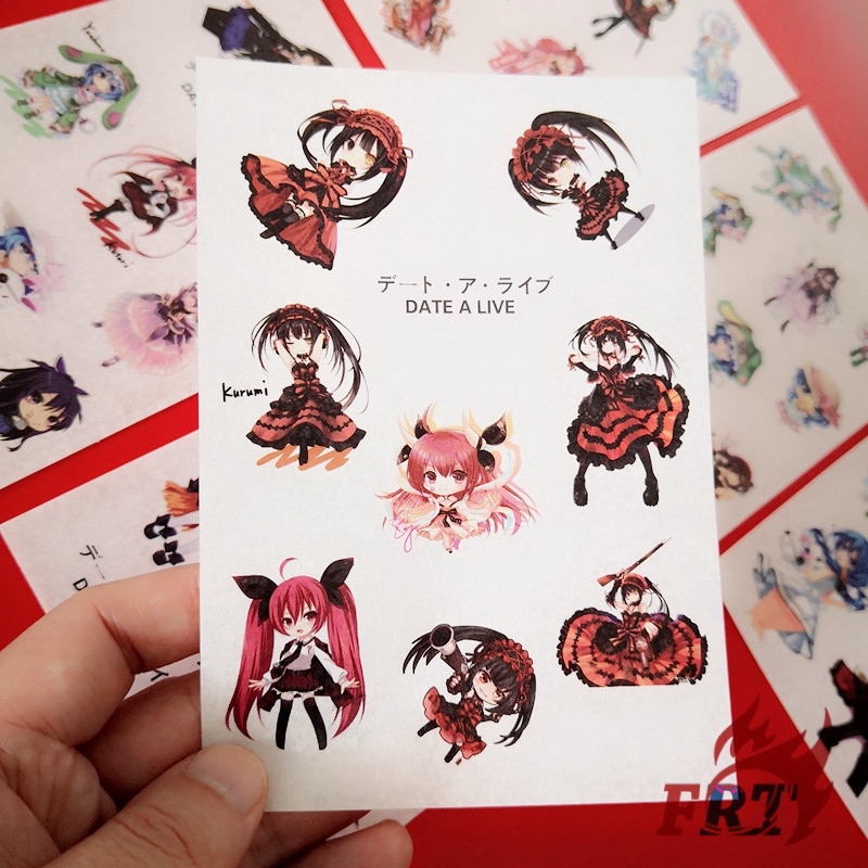 Bộ 6 tấm hình dán họa tiết hoạt hình Date a live Kurumi xinh xắn