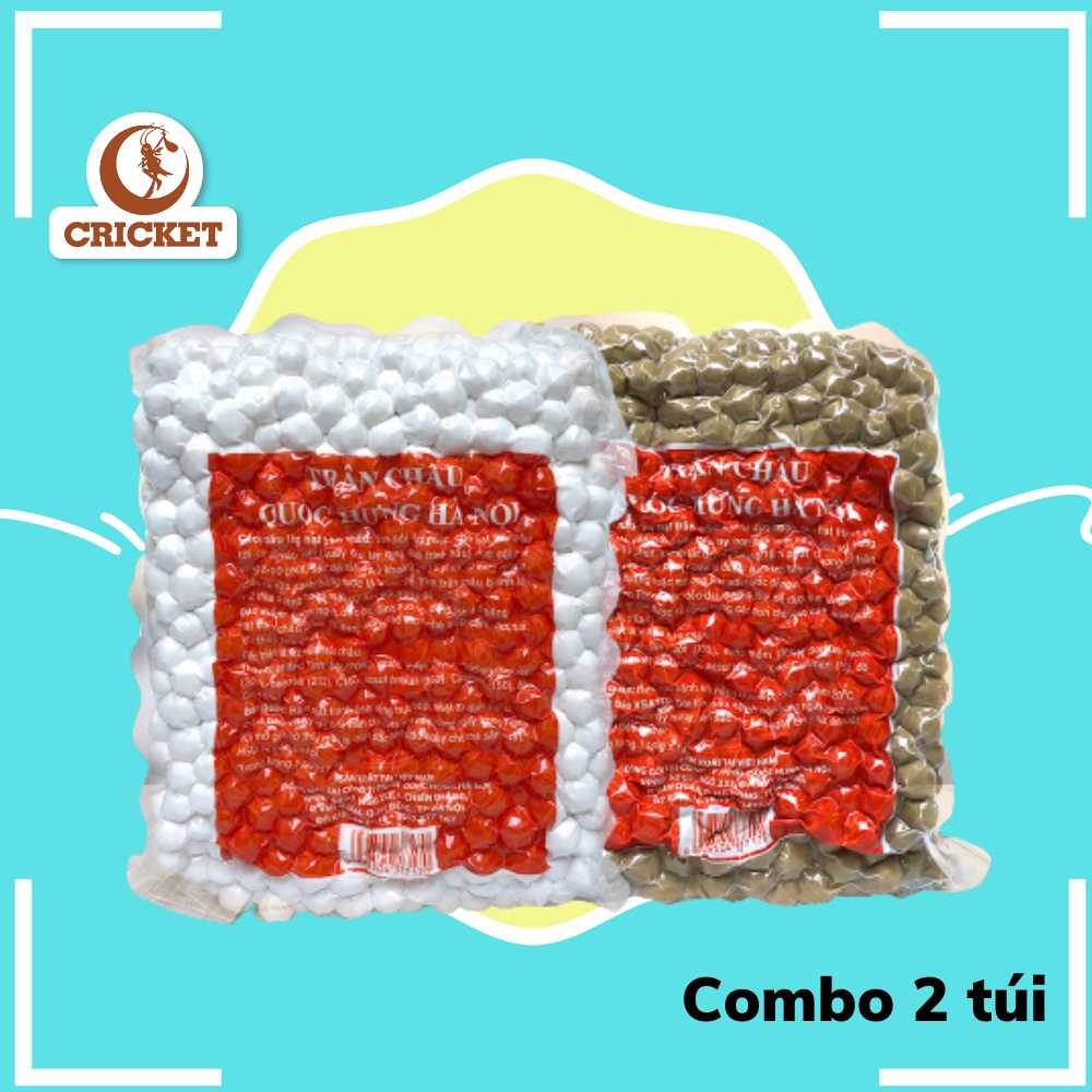 Combo 2 Bịch Trân Châu Đen & Trắng Quốc Hưng - Trân châu hạt to 11mm, mềm dẻo thơm ngon giá rẻ