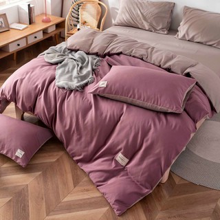 Bộ chăn ga gối nệm trải giường Cotton Tici nhập khẩu Hàn Quốc màu Hồng Đậm Phối Be drap giường bedding