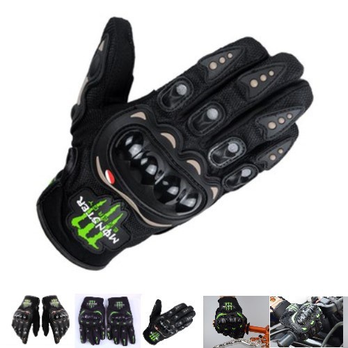 ☊Găng tay dài ngón MONSTER bán sỉ, bao có gù cứng bảo vệ phượt motor pkl, đi xe máy