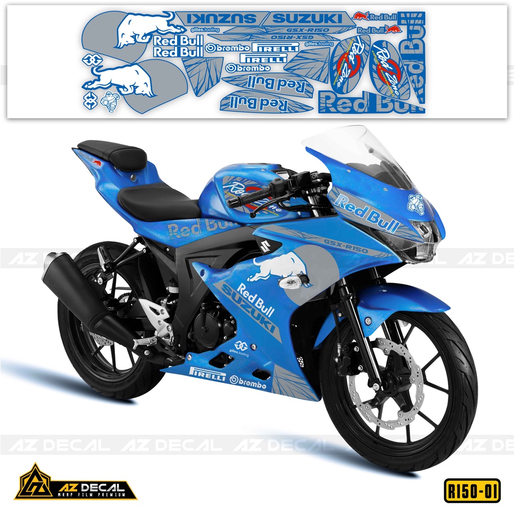 Tem Rời Dán Xe GSX R150 Nhiều Lựa Chọn Màu - Phong Cách Red Bull | GSX R150-01 | Decal Chống Nước, Chống Phai Màu