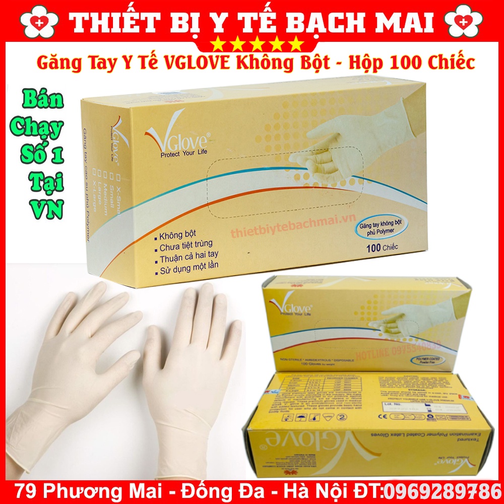 Găng Tay Y Tế Vglove Không Bột - Hộp 100 Chiếc