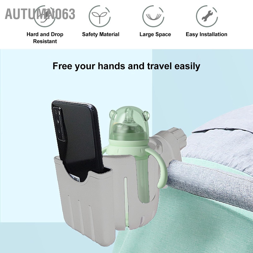 Xe đẩy 2 trong 1 Giá đỡ cốc đa chức năng chu đáo Đa đồ uống dạng chai với giá điện thoại Autumn063