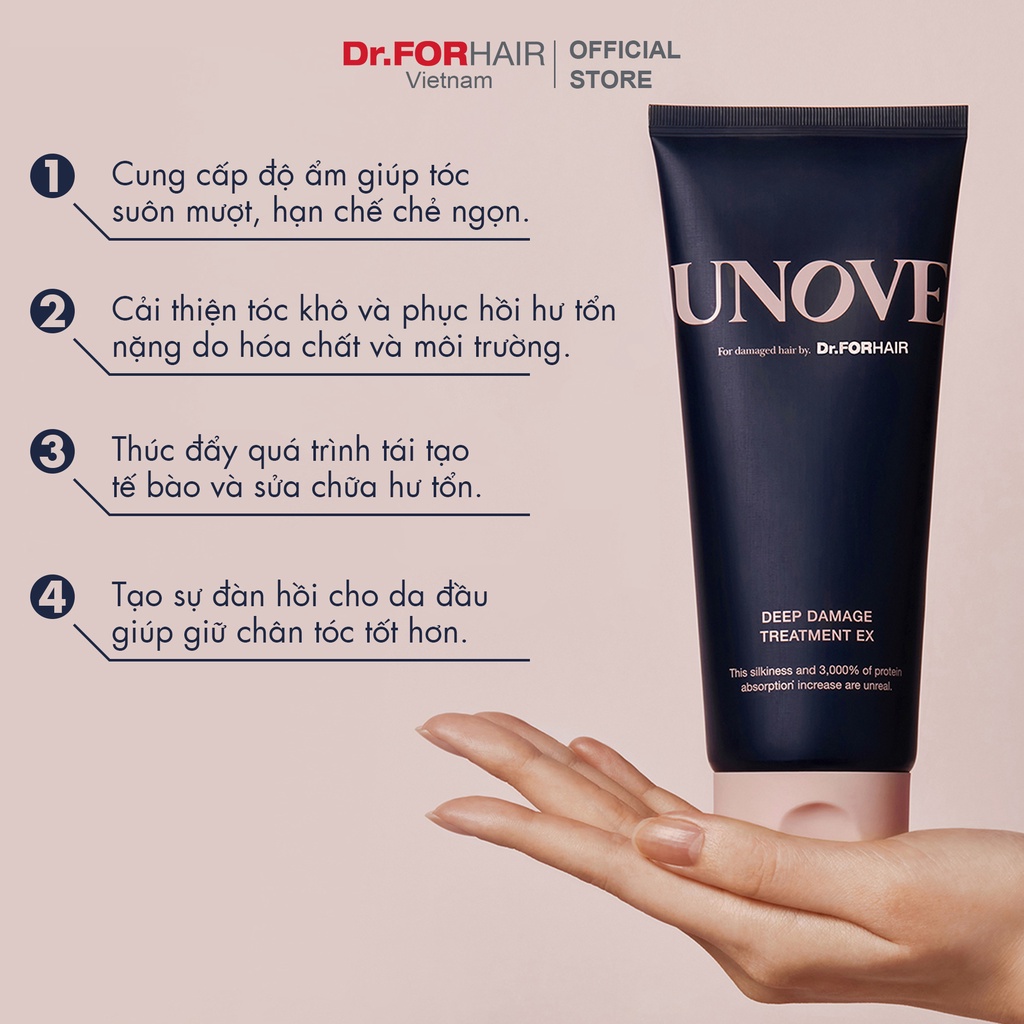 Kem ủ tóc phục hồi và chăm sóc tóc suôn mượt DR.FORHAIR UNOVE Deep Damage Treatment EX