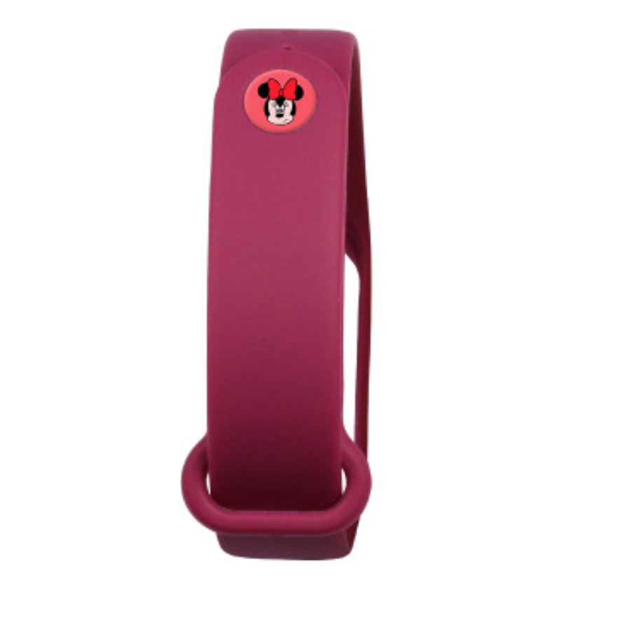 Dây đeo Xiaomi Mi Band 4 (Màu đỏ rượu+ nút thay chuột Mickey)+ 1 Miếng dán màn hình
