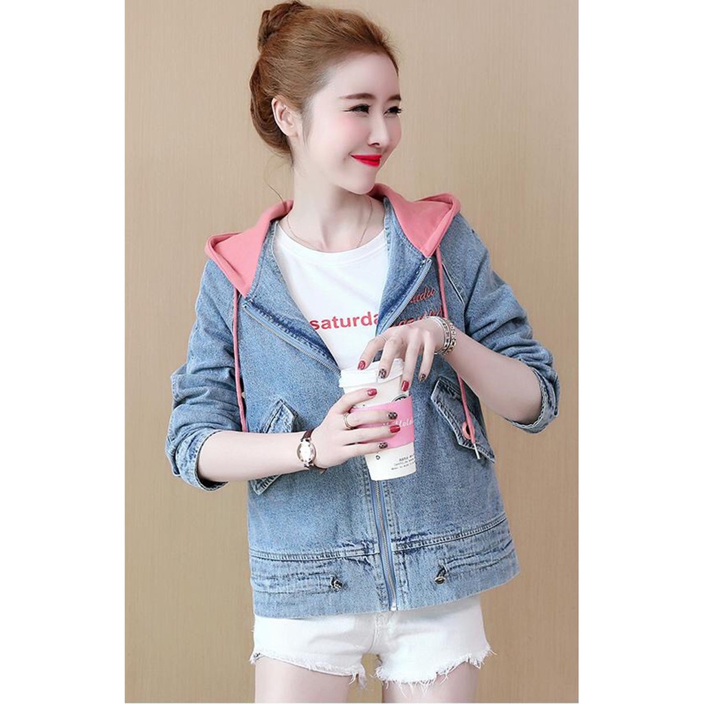 Áo Khoác Jean Nữ Nón Trùm Thời trang