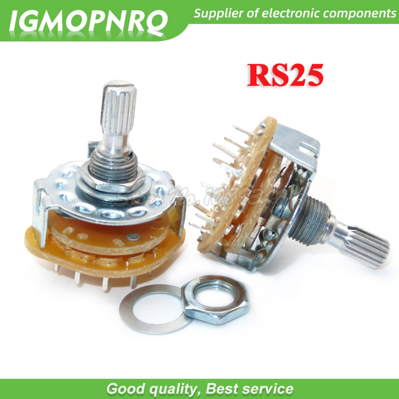 Set 2 Công Tắc Nút Xoay RS25 2P4T 2P5T 2P6T 3P3T 3P4T 4P3T 1P11T