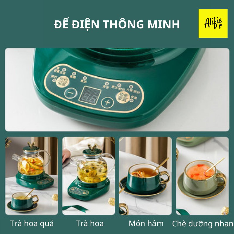 Bình pha trà, ấm pha trà thủy tinh kèm đế điện đa năng chịu nhiệt cao cấp dung tích 1.1L và 1.8L