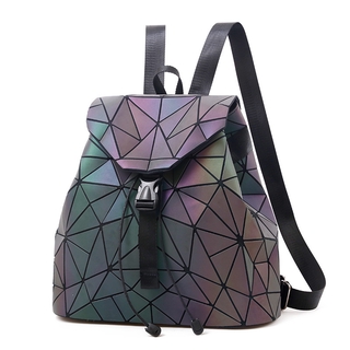 Women's Pack 2021 Bag Female Tide Folding Laser Backpack Fashion Gradient Color Rhombus Backpack