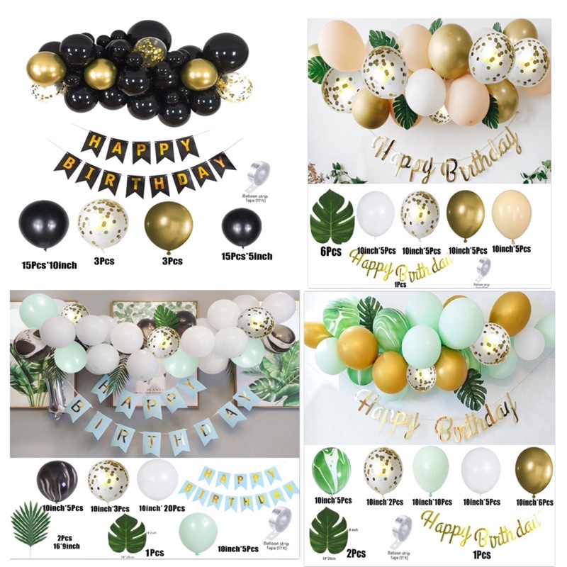 Combo Set Bóng Bay Sinh Nhật Style Korea Chọn Mẫu BB00