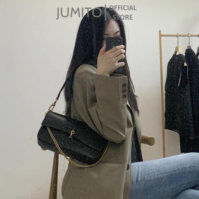 Túi xách nữ đeo chéo đeo vai trơn basic khóa cài trend 2022 siêu xinh JUMITO AA1132