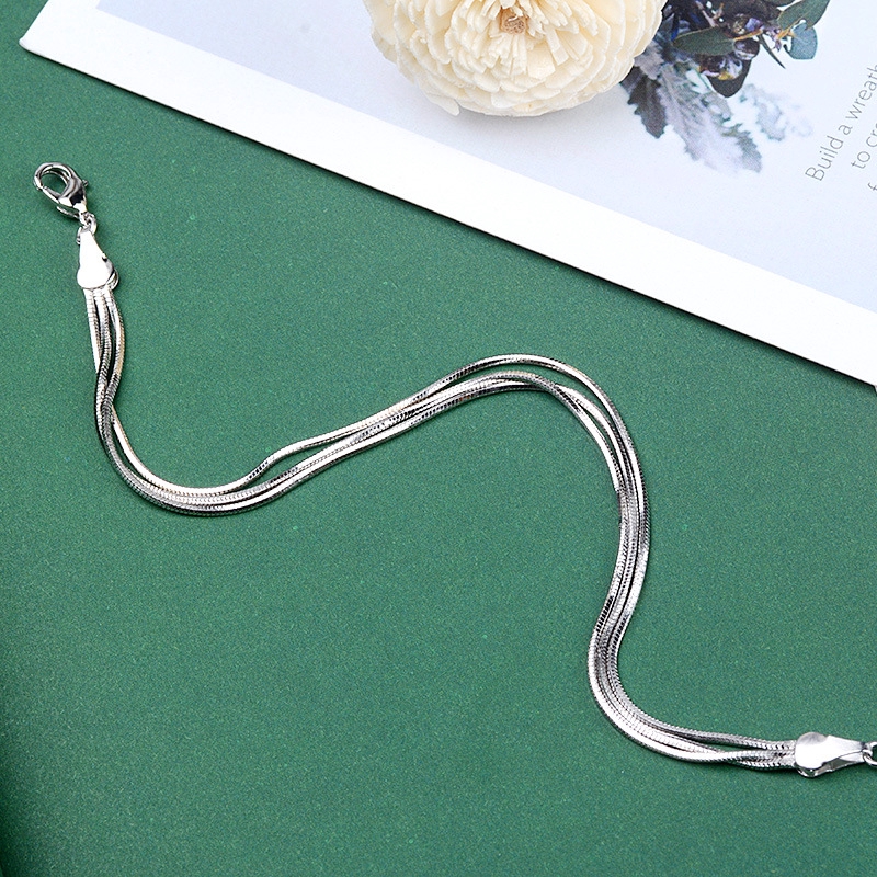 Vòng Tay Nhiều Lớp Dạng Chuỗi Rắn Màu Bạc Đơn Giản Có Thể Điều Chỉnh Cho Nữ
