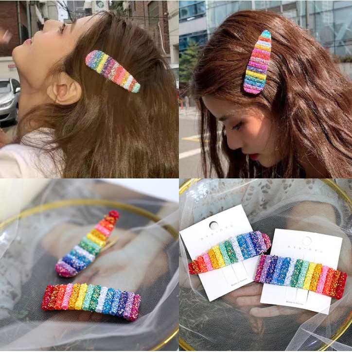 Kẹp tóc cầu vồng lấp lánh xinh xắn KAH145