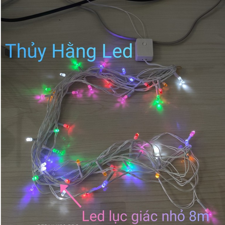 Dây đèn led trang trí màu trắng chớp hình lục giác nhỏ