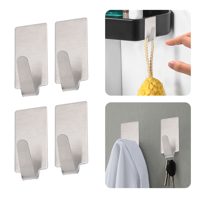 Bộ 5 Móc Treo Đồ Dán Tường Bằng Thép Không Gỉ Tiện Dụng Cho Phòng Tắm/Nhà Bếp