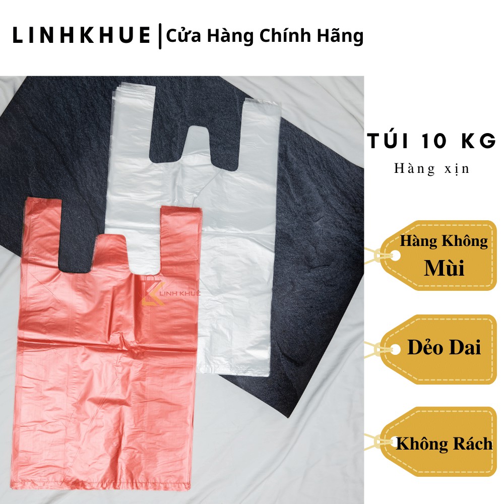 Túi Nilon Hai Quai - Đựng 10kg - Khổ 35 - Sp074 - Hàng Loại 1 - Không Mùi - Dẻo Dai - Không Rách
