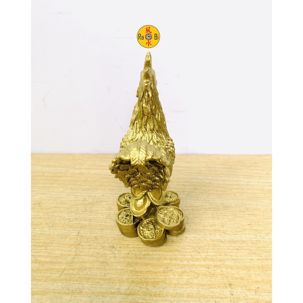 Gà Đồng Vàng Chữ Phúc - Tượng Đồng Phong Thủy