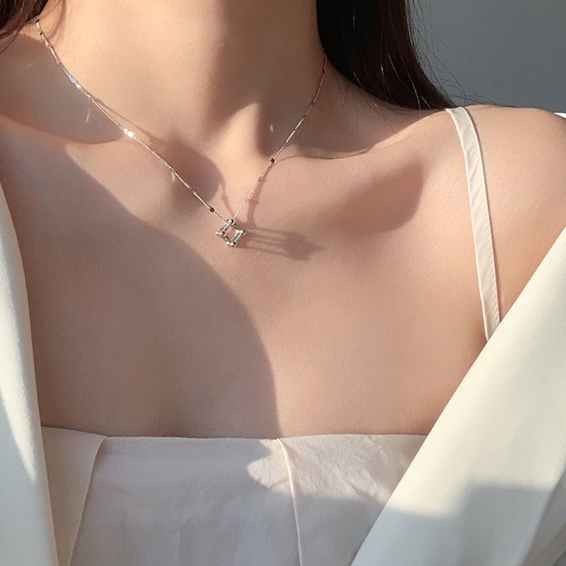 Dây chuyền mặt vuông hình học vòng cổ nữ trang sức sg