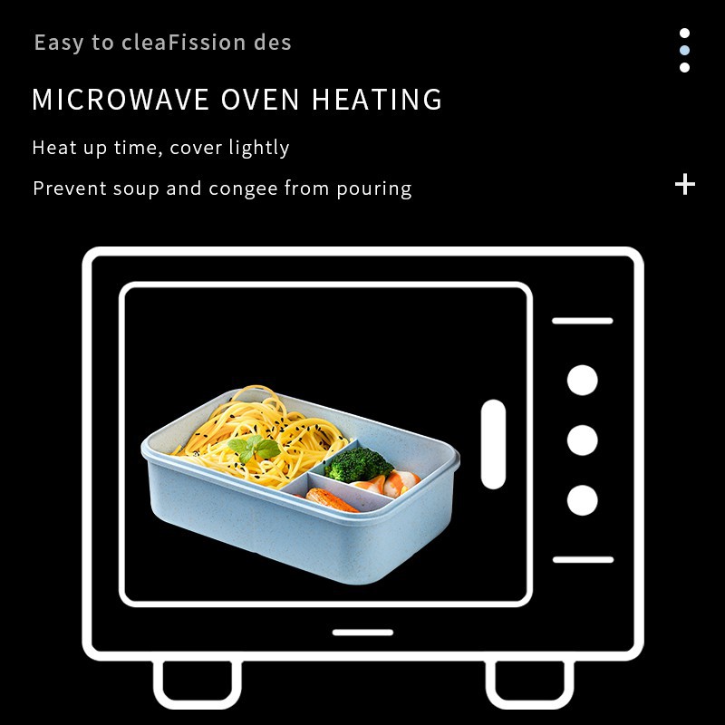 [Hàng có sẵn] Hộp Đựng Cơm Giữ Nhiệt Ăn Trưa Văn Phòng 3 Ngăn - Nhựa/Lúa Mạch- Kèm Đũa Thìa - Sử Dụng Lò Vi Sóng