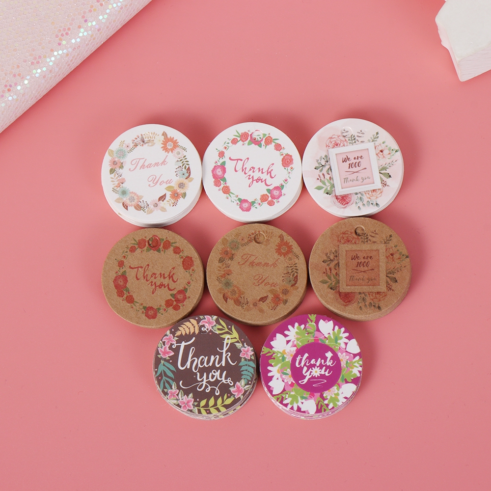 100 Miếng giấy hình tròn họa tiết hoa để làm giấy gói quà tiện dụng