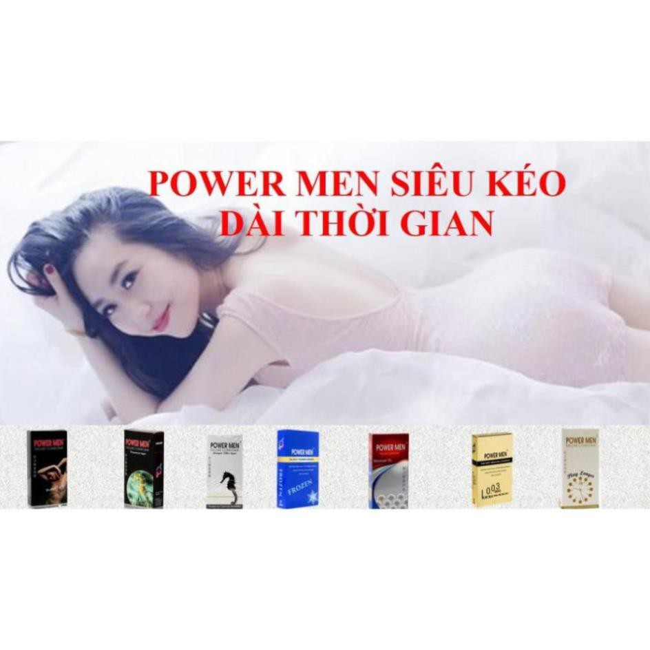 [BAO CAO SU POWERMEN] Bao cao su gân gai nổi siêu kéo dài thời gian POWER MEN NGỌC TRAI hộp 12 cái