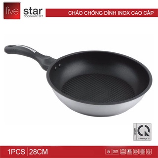 Chảo chống dính Fivestar-26-28cm-dùng bếp từ-Inox 430-3 đáy- Chảo rán,chiên,nướng cao cấp,giá rẻ,chính hãng-BH 5 năm