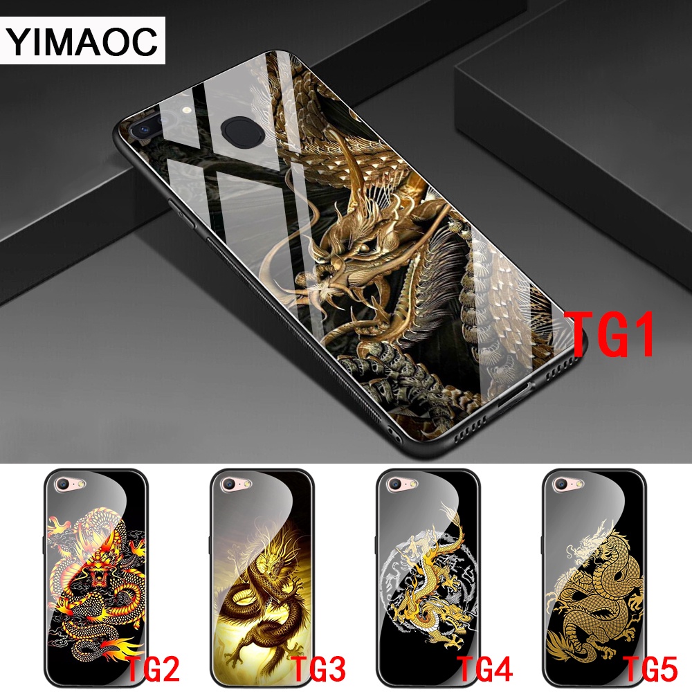 Ốp Điện Thoại Silicon Mặt Kính In Hình Rồng Trung Hoa 26pu Cho Vivo Y17 Y91 Y91C Y93 Y95 V9 Y85 Y89 V11 V15 Pro