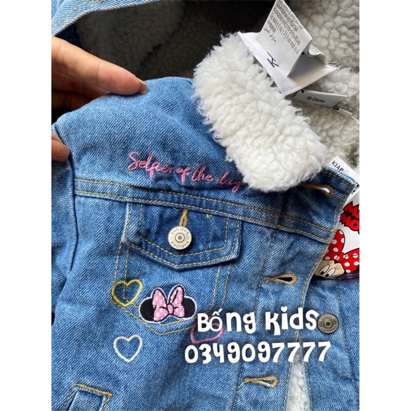 Áo Khoác Jean Bé Gái Lót Cừu Đáp Lưng Mickey&amp;Bạn Kiabi