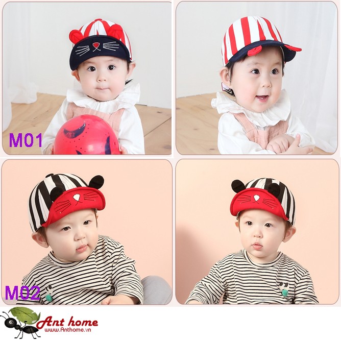 Mũ lưỡi trai chất liệu vải mềm kẻ sọc