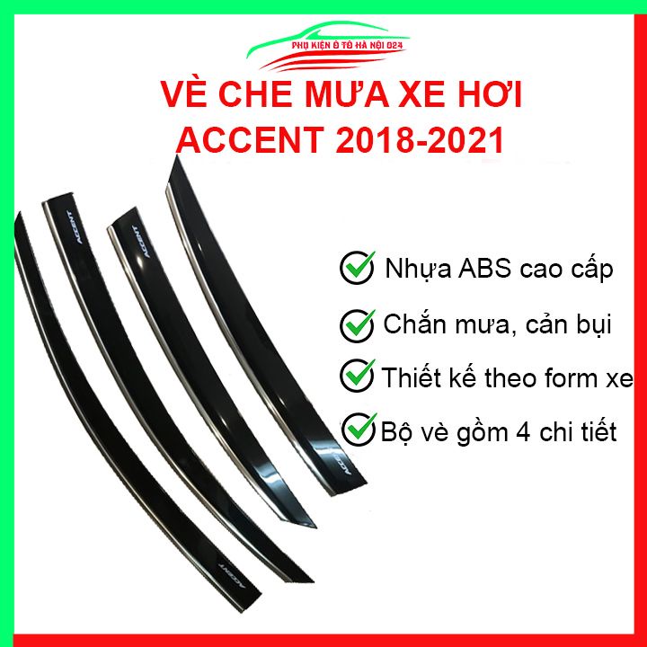 Vè che mưa ô tô Accent 2018-2021 chỉ inox cao cấp