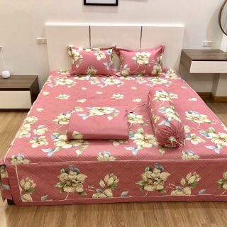 Bộ chăn ga chần phủ cotton lụa cao cấp