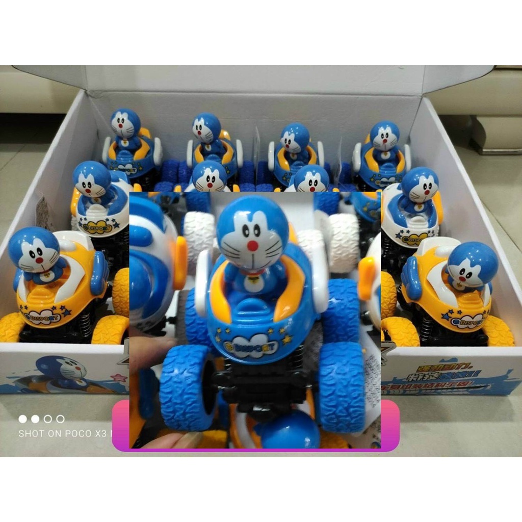 xe Ô tô địa hình,đồ chơi cho bé -xoay 360 độ hình đôrêmon-Avengers - xe lật bánh đà quán tính