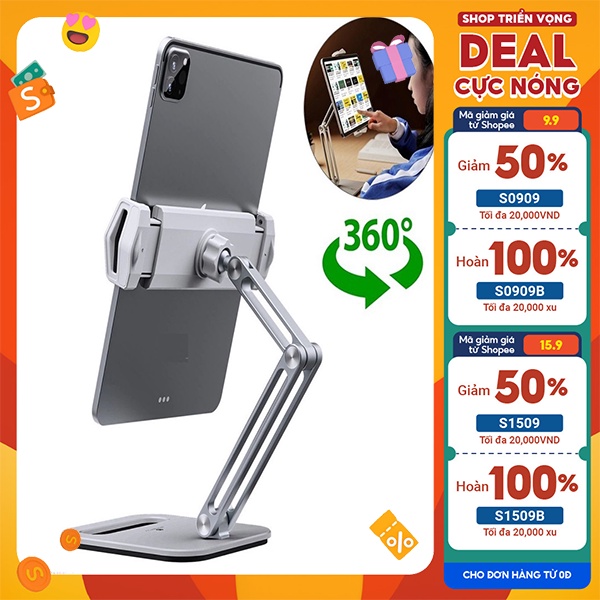 Giá đỡ điện thoại ipad, Kệ kẹp ipad máy tính bảng, galaxytab cao cấp kẹp giữ chắc chắn, xoay 360 độ