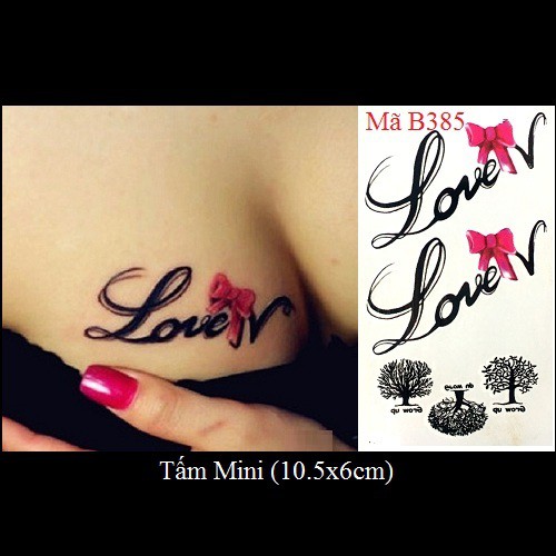 Xăm dán Tattoo chữ love B385