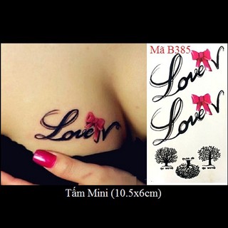 Xăm dán Tattoo chữ love B385