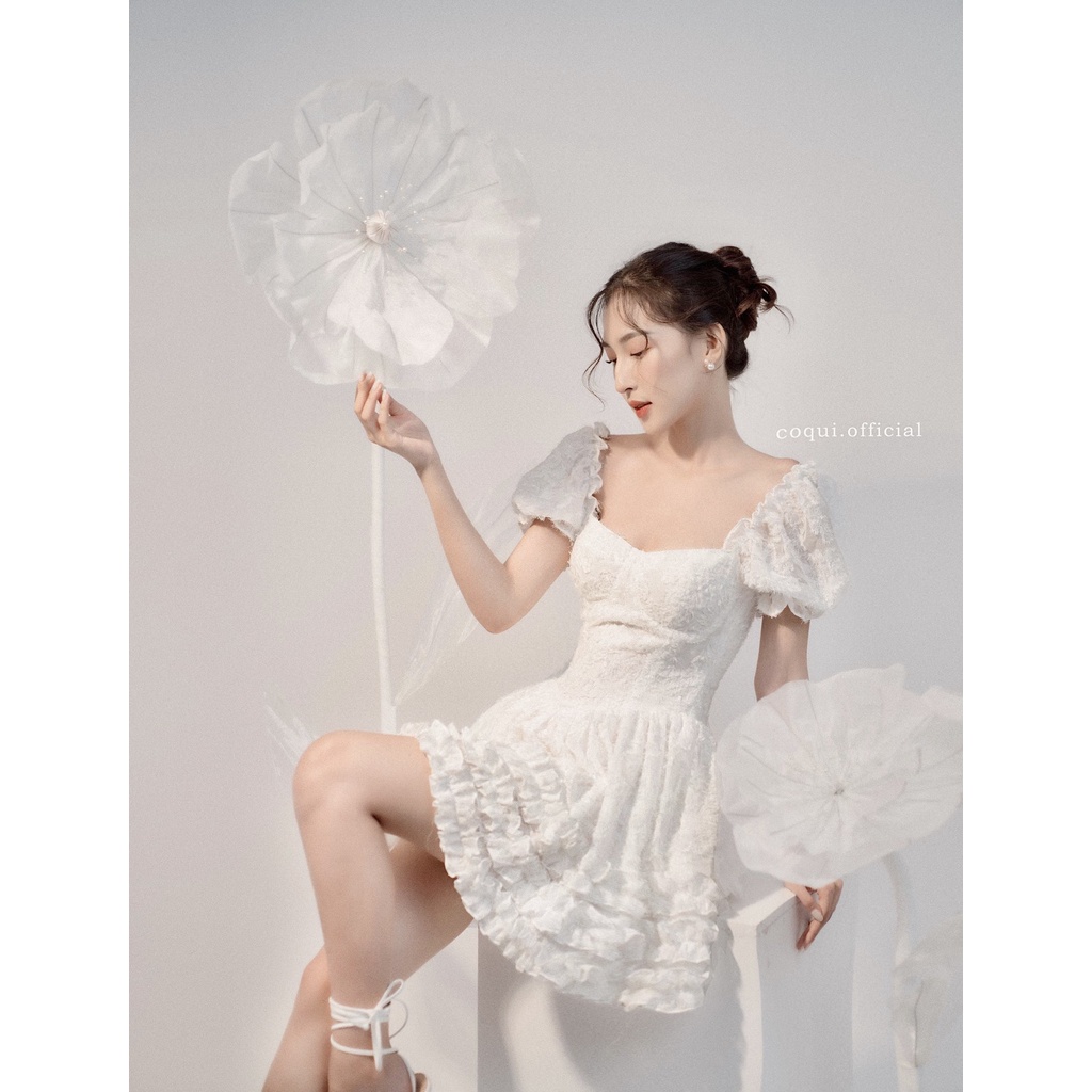 COQUI - Đầm voan hoa cúp ngực bèo tầng - Naomi Dress